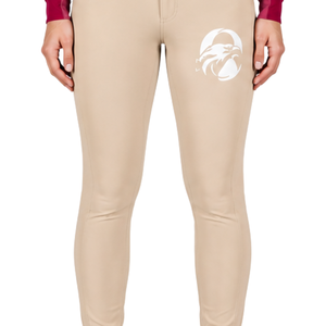 Pantalon d'équitation beige pour femme, taille haute, extensible, avec passants de ceinture, pour la compétition et l'entraînement, vêtements de sport - Product Image 3