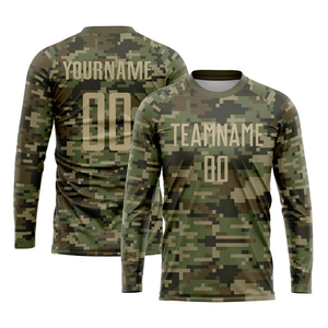 Uniforme de Fútbol Personalizado con Estampado de Camuflaje Vegas Gold-Olive por Transferencia Térmica, Jersey de Alta Calidad y Transpirable - Product Image 2