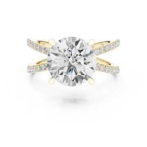 Round Brilliant Lab Grown Diamond Engagement <b>Ring</b> 18K Solid Gold IGI Certified VVS E-F Crossover <b>Split</b> Shank Fine <b>Ring</b> - Product Image 1