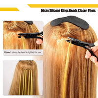 Pince à micro-anneaux pour extensions de cheveux, en acier inoxydable, outil d'installation et de retrait pour extensions de cheveux I Tip et Nano Ring QORVEX