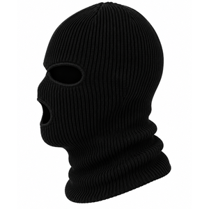 Masque de ski en tricot noir personnalisé à 3 trous, balaclava, couvre-visage d'hiver, masque facial complet chaud - Product Image 4