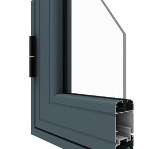 Système d'entrée en aluminium anodisé grain de bois, style carré, revêtement cuivre, série 6000, à commande hydraulique - Product Image 2