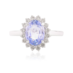 14K Princess Diana Style Oval Sapphire <b>Diamond</b> <b>Ring</b> for Women - Product Image 2