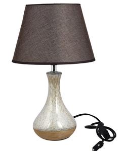 Ceramic Table <b>Lamp</b> with Brown Fabric Drum Shade Modern Design for Bedroom Decor - Product Image 2