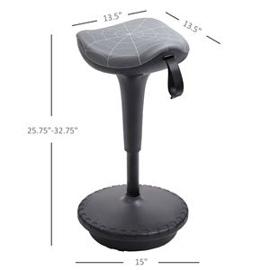 Chaise de bureau réglable en hauteur, pivotante à 360 degrés, avec siège selle d'équilibre inclinable et fonction de levage pour position assise-debout - Product Image 3