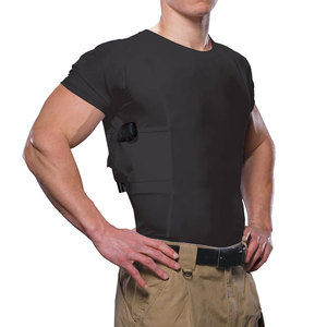 <b>Men's</b> Undercover <b>Concealed</b> Carry Gun T-Shirts Crew Neck Spandex Gun Holster <b>Concealment</b> Compression T-Shirts - Product Image 1