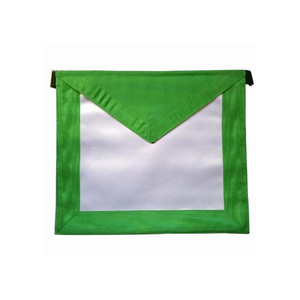 Tablier maçonnique de 5e degré du Rite écossais, artisanat raffiné, satin blanc, bords verts, régalia de loge personnalisée, tablier exclusif de 5e degré - Product Image 1