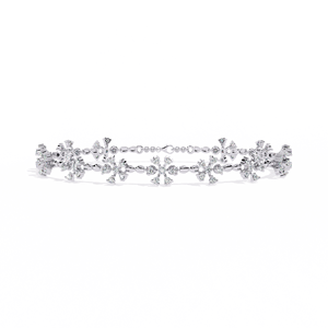 Diamond <b>Bracelet</b> in 10k 14k Gold Lab Grown Floral Round Cut Designer Flower Motif Statement Diamond Jewellery for Women Wedding - Product Image 2