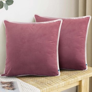 Decorative Throw Pillow <b>Cover</b> Soft Velvet Cushion <b>Cover</b>, <b>Sofa</b> and Bedroom Pillow Case 18" x 18" Pink - Product Image 5