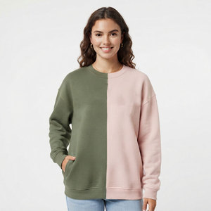 Sweat-shirt luxueux 100% coton pour femme, col rond, bicolore, avec impression de logo personnalisé, idéal pour la vente en gros. - Product Image 6