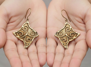 ต่างหูทองเหลืองทรงเรขาคณิตทำมือ ดีไซน์ลวดลายนามธรรม เครื่องประดับสไตล์วินเทจสำหรับผู้หญิง เหมาะสำหรับงานปาร์ตี้ - Product Image 6