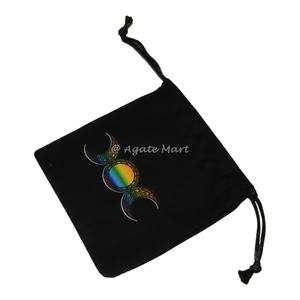 Cubo de Chakra ecológico personalizado, bolsa de algodón negro Metatron, bolsa con cordón con símbolos curativos, regalo impreso para amantes de las manualidades - Product Image 2