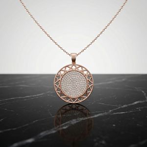 จี้เพชรทรงเรขาคณิตสีเงินแบบฉลุลาย ประดับเพชรระยิบระยับ หรูหรา เหมาะสำหรับงานหมั้น งานแต่งงาน เครื่องประดับดีไซน์ทันสมัย สวยสง่า - Product Image 2