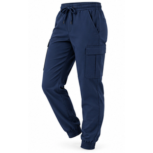 Pantalon Cargo Jogger Léger Taille Mi-Haute Élastique Devant Plat Cordon de Serrage Coton Polyester Uniforme Hospitalier Jambe Droite - Product Image 3
