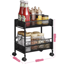 Étagère de rangement de cuisine en métal à 2 niveaux avec roulettes, design industriel, organisateur gain de place pour épices et condiments (OEM/ODM) - Product Image 4
