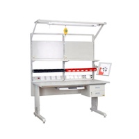 Banc de travail ESD robuste pour l'industrie Leenol, fabricant de bancs de travail électroniques réglables en acier laminé à froid avec plateau en bois