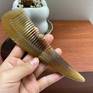 Handcrafted Natural Buffalo Horn <b>Comb</b> - Thick <b>Wide</b> Tooth Anti-Static Hair Brush - Portable Scalp Massage & Fine Pocket Grooming - Product Image 6