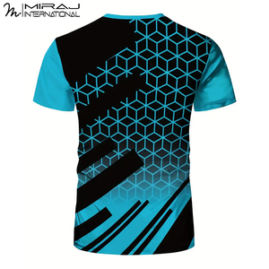 T-shirts à manches courtes pour hommes, motif quadrillé abstrait, nouvelle collection, fabrication sur mesure, vente en gros, OEM ODM - Product Image 2