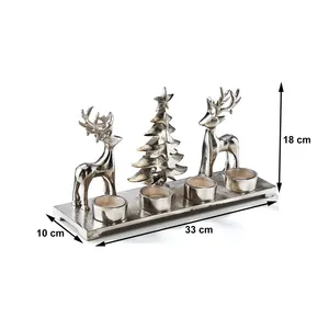 Support de bougie en aluminium doré électrolytique fait main, accessoire de luxe haut de gamme pour la maison, support de bougie chauffe-plat en forme de cerf de Noël ZE-3277I - Product Image 1