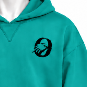 Sweat-shirt à capuche en molleton épais bleu sarcelle avec bordure brodée, poignets et ourlet décoratifs, poche kangourou, style streetwear décontracté - Product Image 5