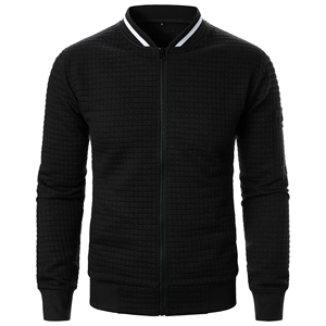 Nouveau manteau à capuche à col montant zippé pour hommes cardigan à carreaux décontracté à capuche pour hommes-outremer, XXXL - Product Image 4