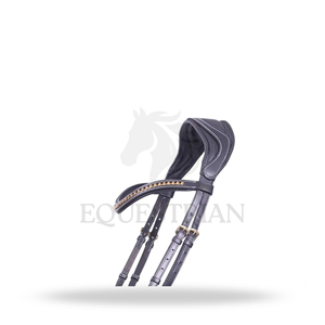 Bridon anglais DEVI BRIDLE noir, taille complète, pour le confort du cheval - Product Image 3