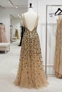 Vestido de Noche de Diseñador al por Mayor con Lentejuelas Neón Bordadas Vanguardistas, Vestido de Fiesta de Alta Costura para Pasarela y Eventos - Product Image 5