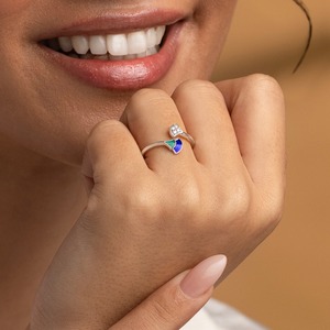 Anillo Abierto Minimalista Inspirado en el Pavo Real con Diamantes Naturales en Plata de Ley 925 para Mujer - Product Image 2