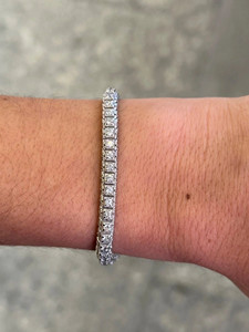 Bracelet tennis EtherStar Jewels en diamant de laboratoire certifié IGI, 4,00 carats, serti carré, bordure milgrain, or massif 18K 14K 10K, argent 925 - Product Image 1