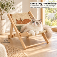 Chaise de plage pliable en bois PurrHound avec griffoir pour chat