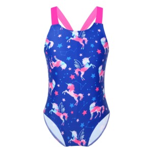 Maillot de bain une pièce imprimé pour femmes, col licou, séchage rapide, motif bleu rose, vêtements de plage, printemps et été - Product Image 1
