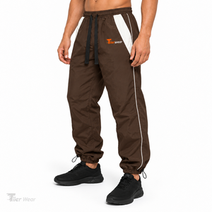 Jiiier Wear Men Windproof Color Blocked Pants Side Stripe Drawstring <b>Elastic</b> <b>Waist</b> Jogger Windbreaker <b>Trousers</b> - Product Image 2