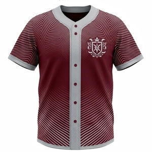 เสื้อเบสบอลแบบยูนิเซ็กซ์ แขนสั้น สีแดงเลือดหมู แต่งขอบสีเทา โลโก้แบบซับลิเมชั่น ระบายเหงื่อ แห้งเร็ว ทรงปกติ 100% พร้อมโลโก้แบบกำหนดเอง - Product Image 5
