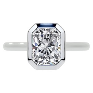 Luxury Radiant Cut Moissanite Bezel <b>Set</b> Engagement <b>Ring</b> 10K Solid White Gold Minimalist Solitaire <b>Ring</b> For <b>Women</b> - Product Image 2
