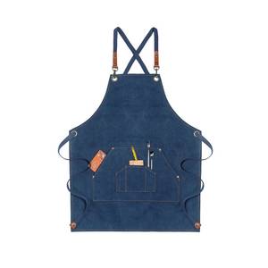 Durable Canvas <b>Bar</b> Worker Uniform Custom Logo Print Embroidery Leather Strap Adjustable Waist Clasp Professional Bartender Bib - Product Image 1