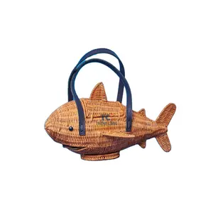 White Woven Wicker Fish Basket