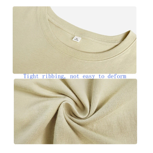 เสื้อยืดคอกลมสีดำของผู้หญิงทรงหลวมสีพื้นระบายอากาศได้ดีเสื้อสไตล์ฤดูร้อนฤดูใบไม้ผลิ - Product Image 5