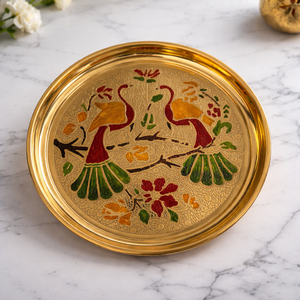 Plateau de service décoratif en laiton artisanal, design paon de luxe, plateau de qualité supérieure, artisanat indien, vaisselle, décoration de la maison, article cadeau - Product Image 2