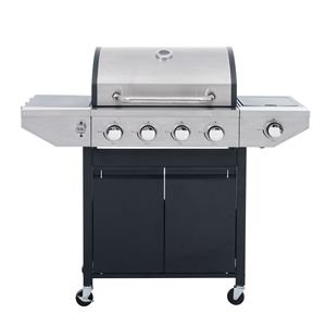 Griglia a Gas propano in acciaio inox a 4 fuochi 46,500 BTU nero argento esterno giardino Barbecue lato bruciatore per efficiente - Product Image 5