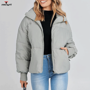 Chaqueta Acolchada de Algodón para Mujer, de Invierno, Manga Larga, Cuello Alto, Impermeable, Cortavientos, Gruesa y Transpirable, Precio Económico al por Mayor - Product Image 4