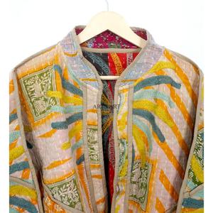 Handmade Floral Embroidered Kantha <b>Jacket</b> for Women Japanese Style Winter Coat Cotton Kantha <b>Jacket</b> Kantha Short <b>Jacket</b> - Product Image 2