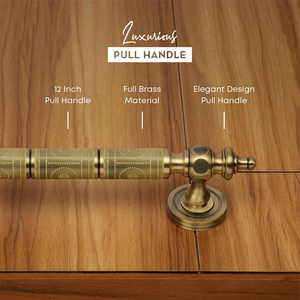 Antique Brass <b>Metal</b> <b>Door</b> Pull <b>Handle</b> Decorative Long <b>Metal</b> <b>Handle</b> Vintage Style <b>Door</b> Hardware for Wooden Entry <b>Doors</b> Home Hotel - Product Image 4