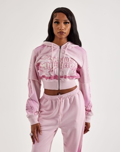 Sudadera con capucha de algodón de 500 GSM para mujer, con cremallera completa, manga larga, forro deportivo, talla grande, estampada, para invierno - Product Image 2