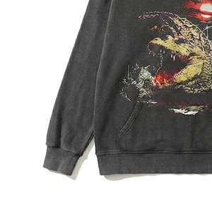 Sweat-shirt à capuche gris foncé pour femme, logo personnalisé de haute qualité, 100% coton tricoté, manches longues, imprimé motif dragon, respirant - Product Image 6