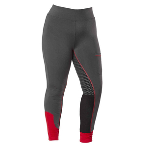 Leggings d'équitation taille haute gris avec empiècements rouges, extensibles, longueur intégrale, vêtements d'équitation, sur mesure - Product Image 1