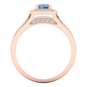 Bagues de fiançailles REYES en argent sterling 925 avec pierre précieuse aquamarine taille ronde 0,5 carat et moissanite, bijoux fins pour femme, cadeau pour elle - Product Image 4