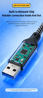 Kabel Adaptor Ethernet USB C ke RJ45 Sudut Kanan Aluminium 150cm 1000Mbps Gigabit Jaringan LAN Berkabel untuk Laptop Tablet