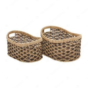Panier de rangement graphique noir en jonc de mer et jacinthe d'eau pour le linge et l'organisation, idéal pour la salle de bain - Product Image 4