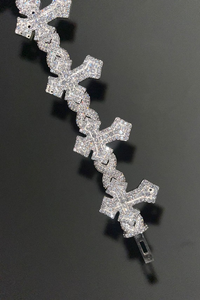 Pulsera Iced Out con Cruz de Plata 925, con Moissanita y Diamantes, Eslabones Infinitos, Estilo Fe, Joyería Premium de Declaración - Product Image 5