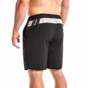 Men's Solid <b>Black</b> Quick Dry Board Shorts Drawstring Casual Bermuda Swimwear Workout Pants Mid Waist Polyester Fabric - Product Image 2